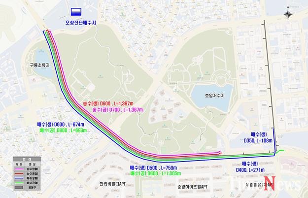 [청주시, 오창 공동구 상수관로 복선화 사업 추진 본격화. 사진(위치도)]
