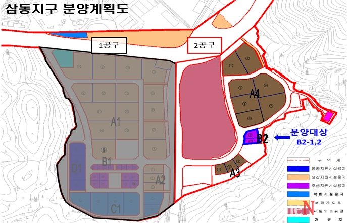▲삼동지구 분양계획도.(사진제공=여수시)
