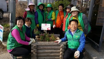 충주 쓰레기 상습투기지역 양심화분에 봄꽃 식재