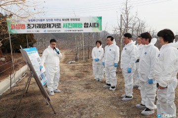 김인중 농림축산식품부 차관, 권기창 안동시장과 화상병 궤양 제거 현장점검