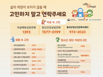 칠곡군, 봄철 ‘자살고위험 시기’자살예방 집중관리 실시