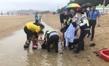 태안군. 20대 남성 꽃지해변 산책 중 웅덩이에 발이 박히는 사고