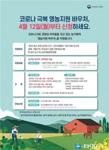 코로나 매출감소 농가 상대 바우처 100만원 지급