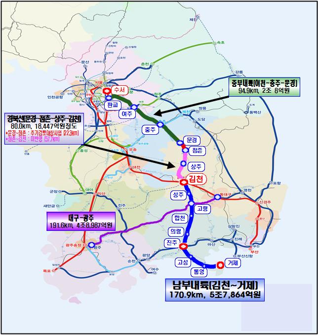 경북도 김천~거제간 남부내륙철도 본격 추진