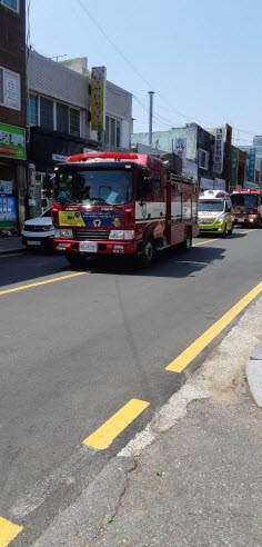 보성소방서 소방차 길터주기 훈련 실시