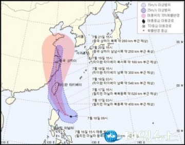 한반도 영향 주는 2019년 첫 태풍 '다나스'···"서울·경기 등 수도권 위험반원에"