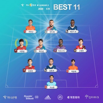 대전하나시티즌, 안드레·박진섭 ‘하나원큐 K리그2’ 5R BEST 11 선정