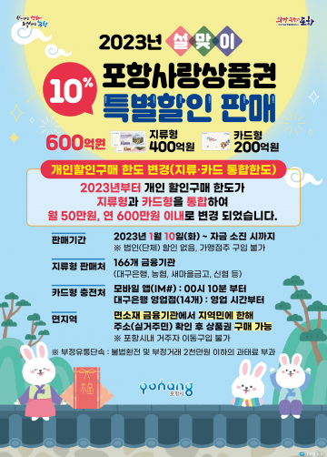 포항사랑상품권, 새해에도 지역 경제에 따뜻한 활력과 희망 전한다!