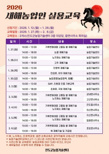 진도군, ‘새해 농업인 실용교육’ 실시 