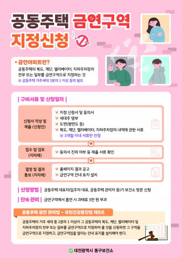 대전 동구, 공동주택 ‘금연아파트’ 지정 추진…이달 30일까지 신청 접수