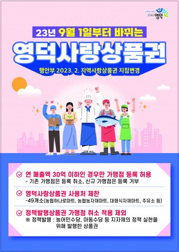 영덕사랑상품권, 9월 1일부터 '연매출 30억 이상 가맹점' 사용 불가