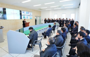 군위군 통합정수장 시운전 통수식 가져