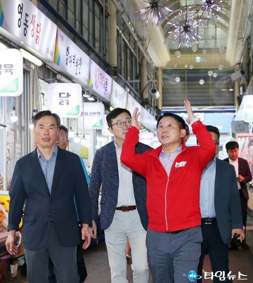 대전 서구, 한민시장 폭염저감시설 준공 현장 방문