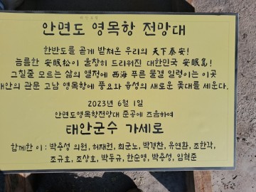 태안군 영목 전망대 비명(碑銘)녹봉받는 공무원 공적일색