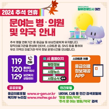 대전시, 추석연휴 비상진료체계 빈틈없이 가동