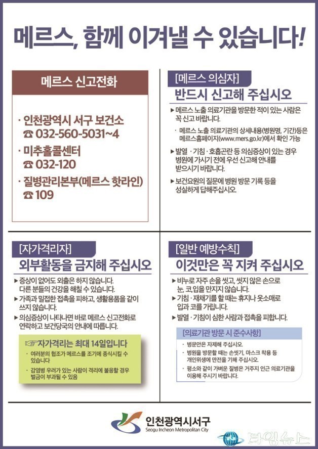 인천시 서구 메르스 관리현황(2015.6.14. 13:00 현재)