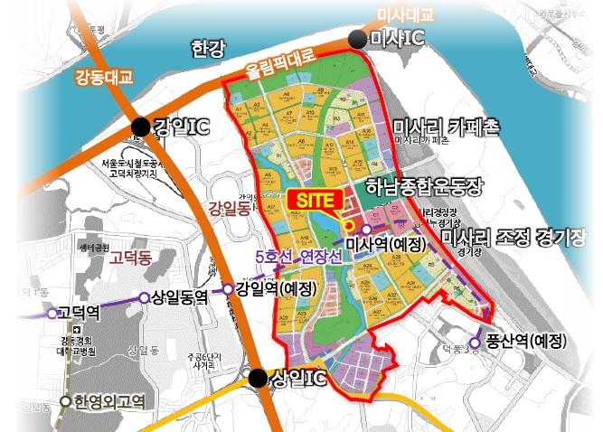미사지구 수변호수 앞 'e편한세상 시티 미사2차' 대형 오피스텔 들어서다.