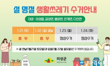 의성군, 설 연휴 생활쓰레기 관리 대책 추진