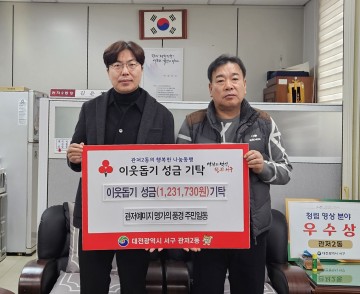 대전 관저예미지 아파트, 새해 이웃돕기 성금 123만 원 기탁